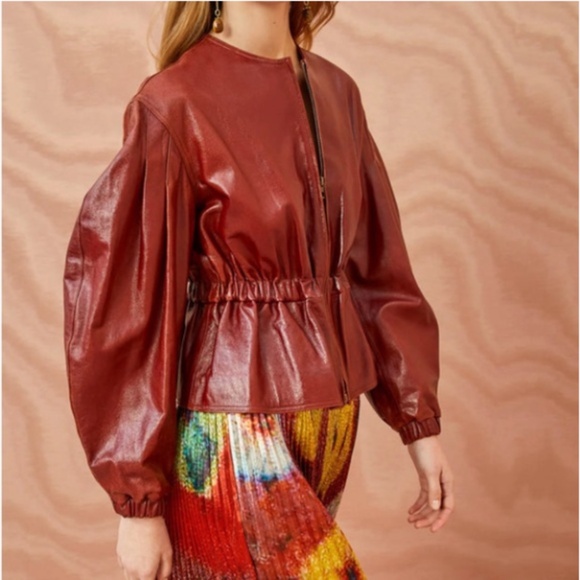 Ulla Johnson Briar Leather Jacket in Mahogany S - Picture 1 of 16